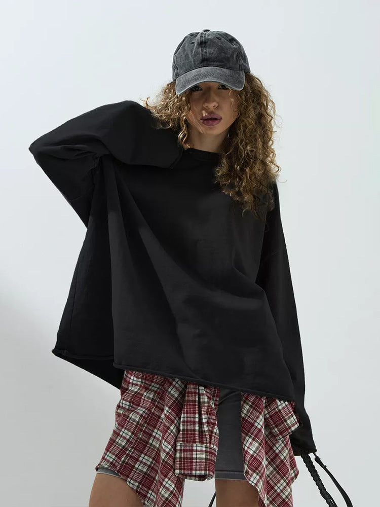 Damen weites Sweatshirt mit Rundhalsausschnitt und verlängertem Oversize-Schnitt Shop Nory