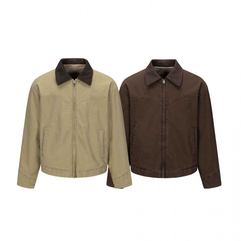 Herren Gefütterte Canvas-Blousonjacke mit Teddyfutter und Hemdkragen Shop Nory