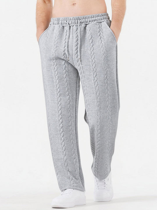 Herren grobgestrickte Lounge-Jogginghose mit Zopfstrick, Elastikbund und Kordelzug Shop Nory