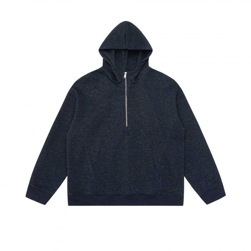 Unisex Kapuzen-Halbzip-Sweatshirt mit Kängurutasche und Rippbündchen Shop Nory