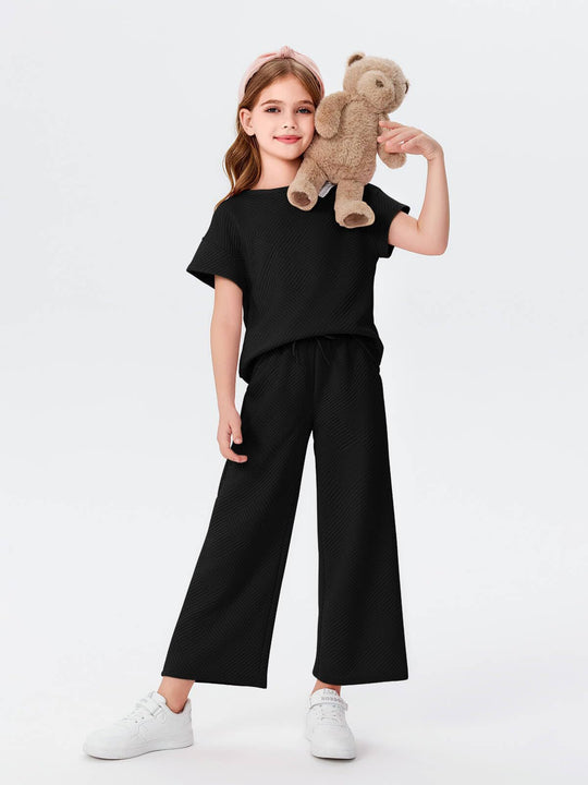 Damen lässiges Schlafanzug-Set mit weitem Oberteil und lockeren Hosen Shopnory
