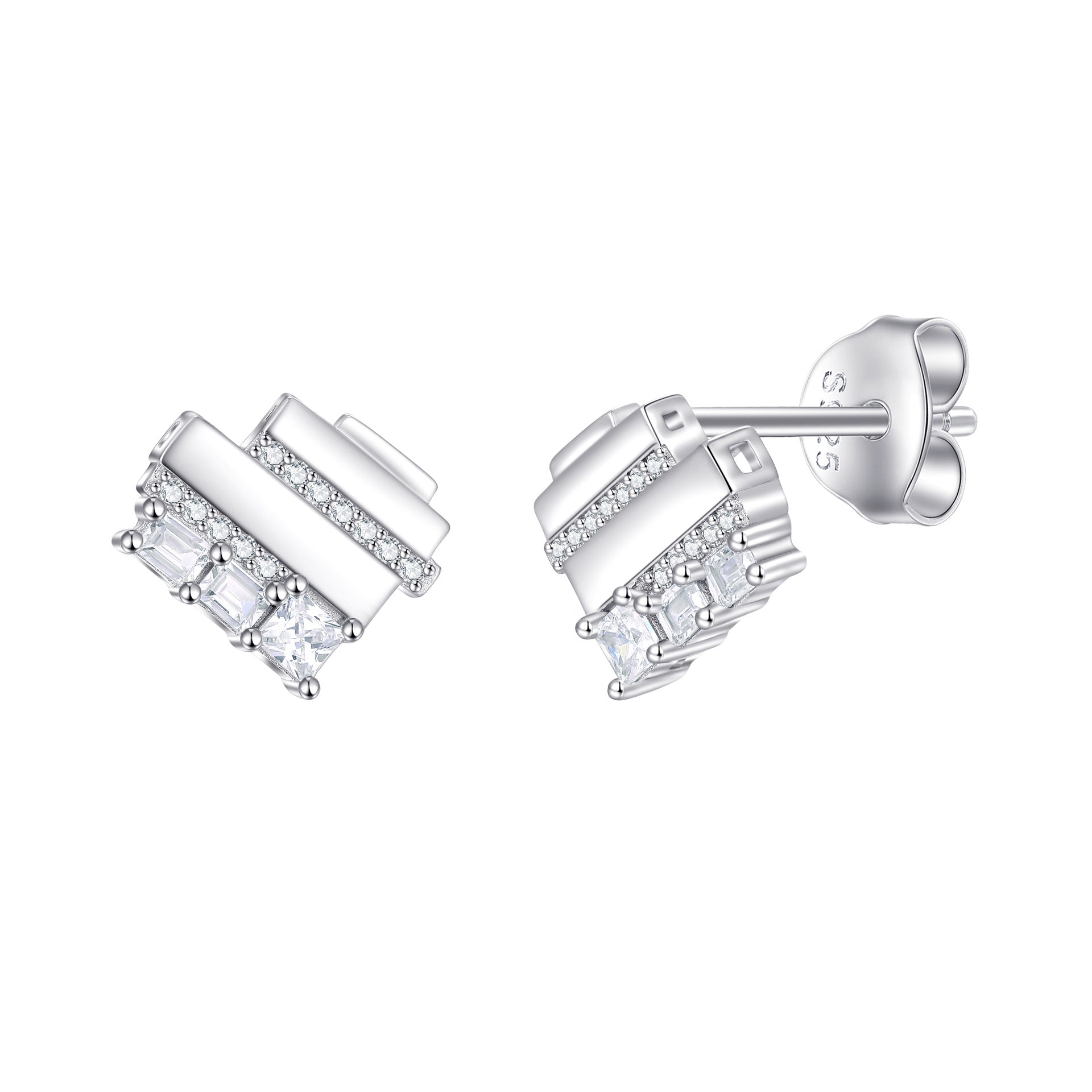 Damen Ohrringe mit elegantem geometrischen Design und funkelndem Zirkonia-Besatz Shop Nory