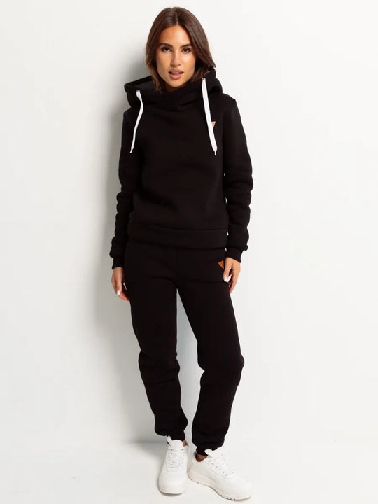Damen Loungewear-Set mit Schalkragen-Hoodie und taillierter Jogginghose Shop Nory