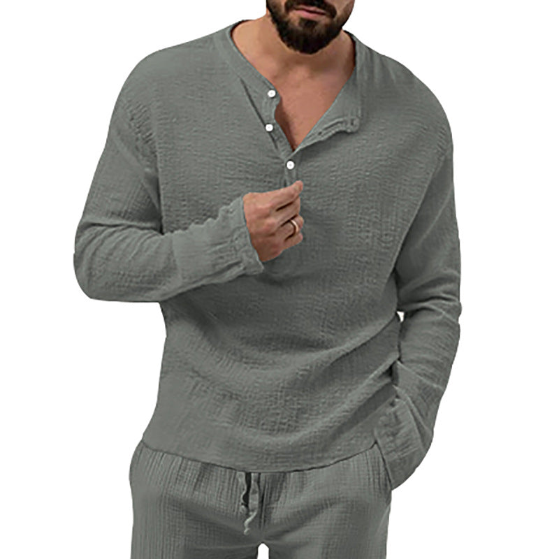 Herren Langarmshirt mit Knopfleiste Shopnory