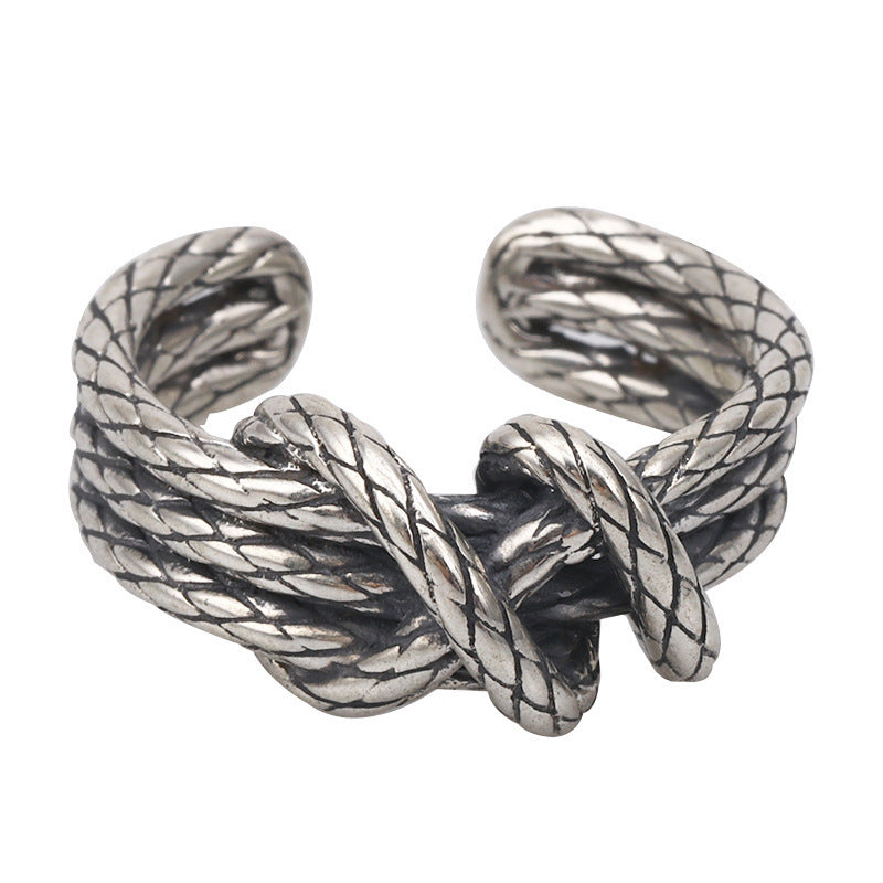 Damen Offener Ring mit kunstvollem Zopfmuster Shop Nory