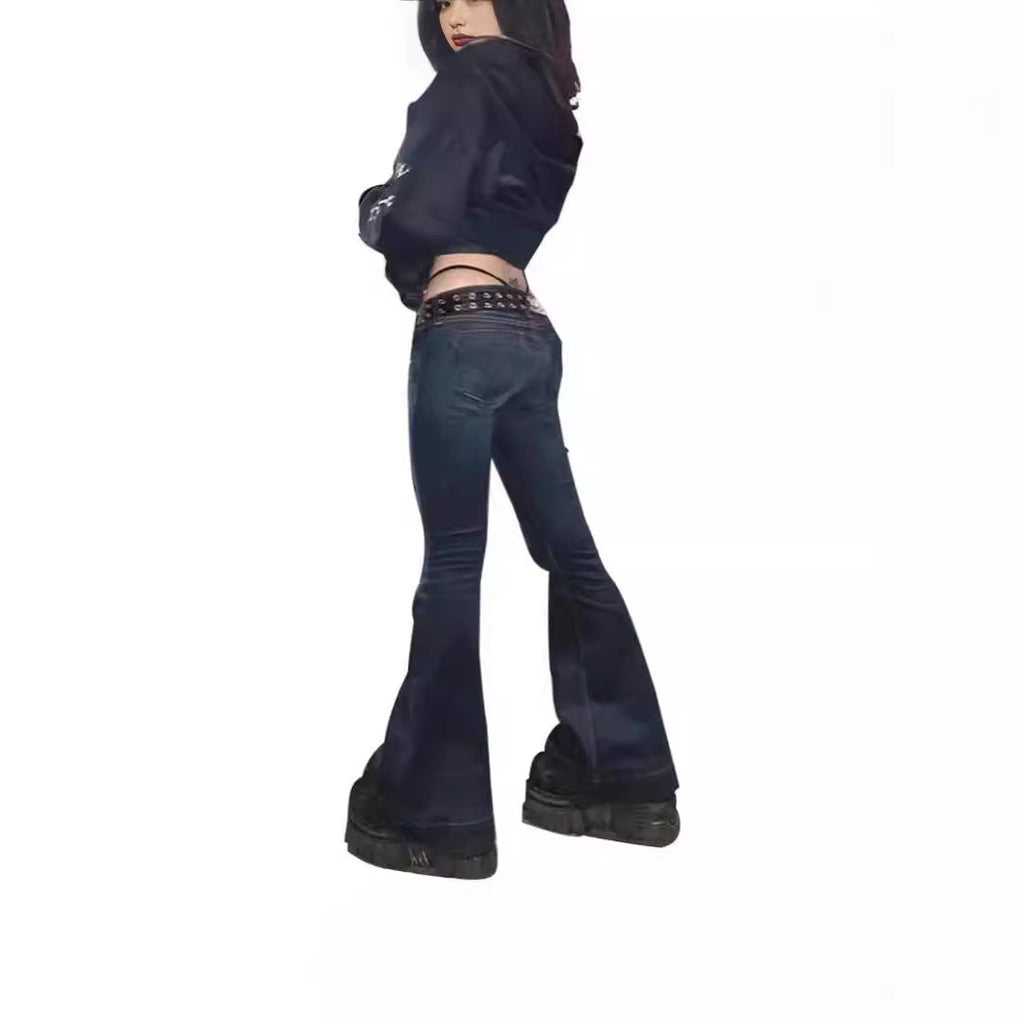 Damen Weit geschnittene Bootcut Jeans mit lässigem Schnitt und mittlerer Taille