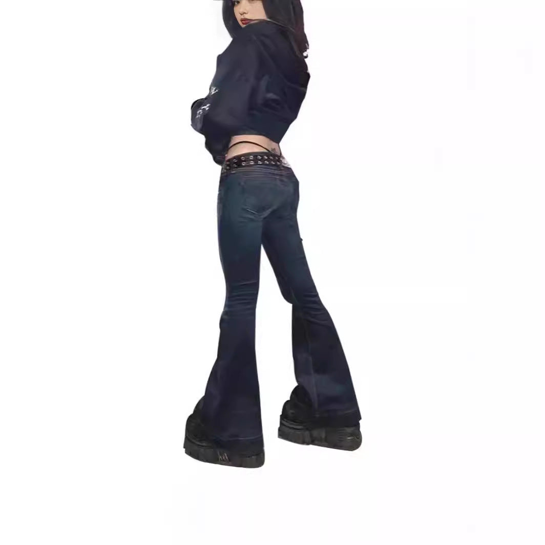 Damen Weit geschnittene Bootcut Jeans mit lässigem Schnitt und mittlerer Taille