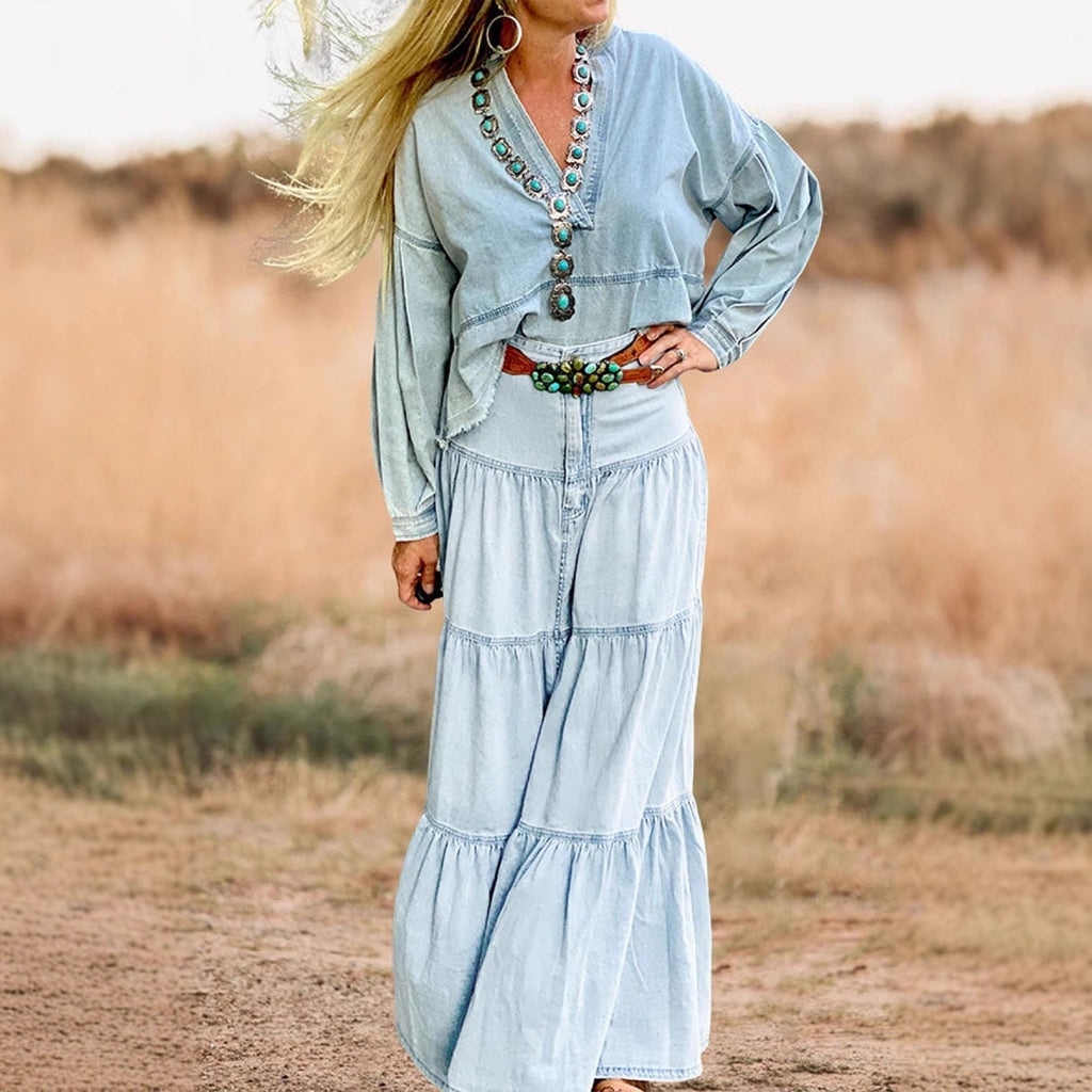 Damen luftiges Jeanskleid