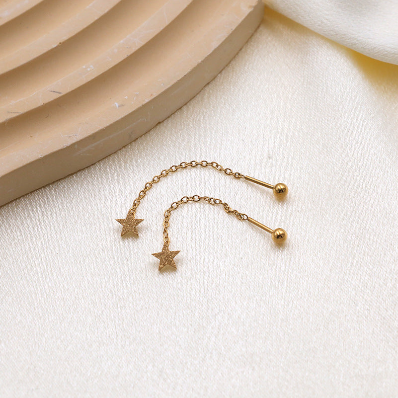 Damen elegante Stern-Ohrringe mit feiner Kette Shop Nory