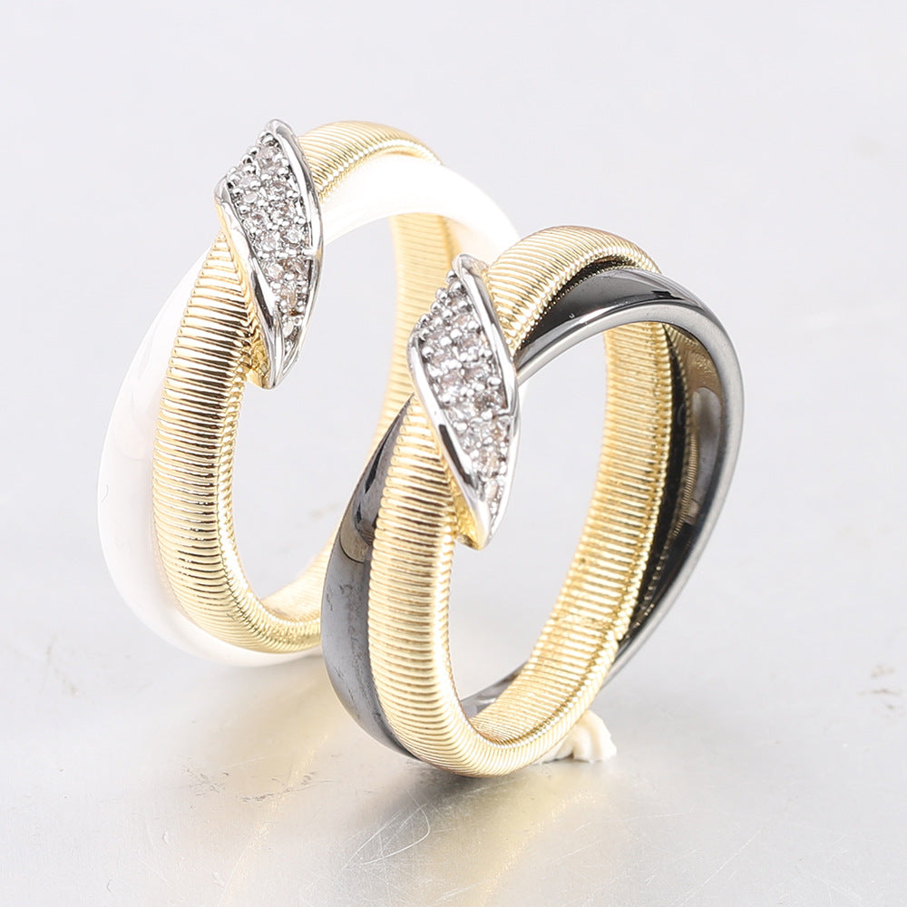 Damen Ring mit kunstvollem Design aus hochwertigem Edelstahl und Zirkonia-Besatz Shop Nory