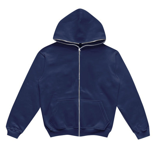 Unisex nan minimalistisch strukturierter Kapuzenzipper mit spitzer Kapuze, Kängurutasche und verstärkten Bündchen Shop Nory