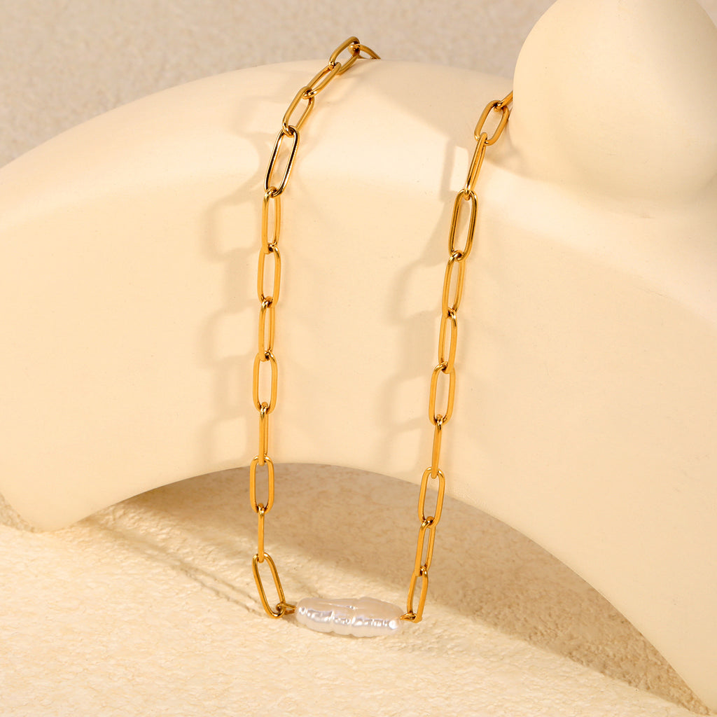 Damen elegante Halskette mit feinem Gliederdesign und einzigartigem Perlenanhänger Shop Nory