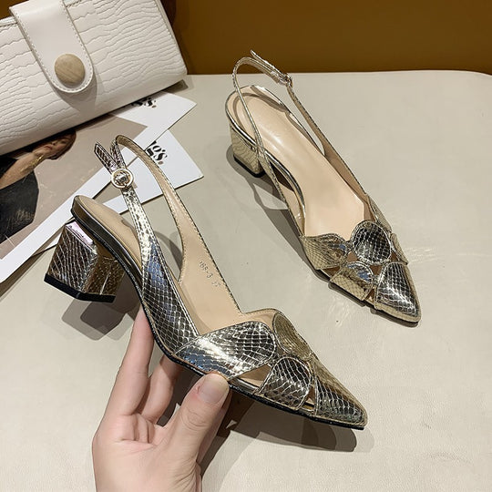 Damen Slingback-Pumps mit Schlangenprägung und dekorativer Mosaik‑Applikation Shop Nory