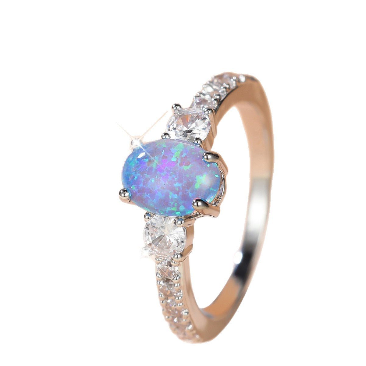 Damen Ring mit funkelndem Opal und zarten Zirkonia-Details Shop Nory