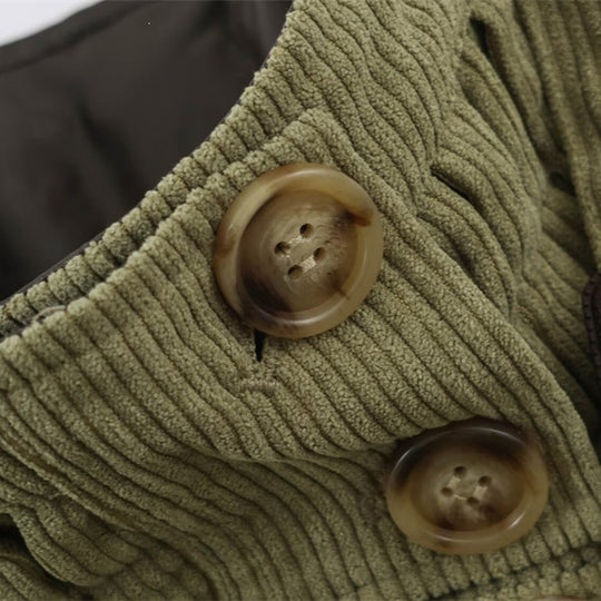 Damen Kurze Cord-Trenchjacke mit Taillengürtel, Cape-Detail und Stehkragen Shop Nory