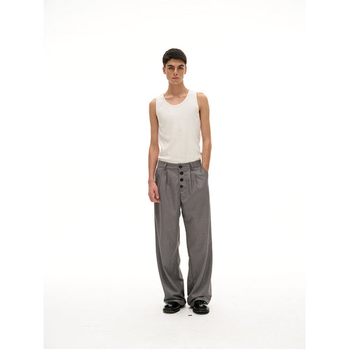Damen Weite High-Waist Bundfaltenhose mit markanter Knopfleiste Shop Nory