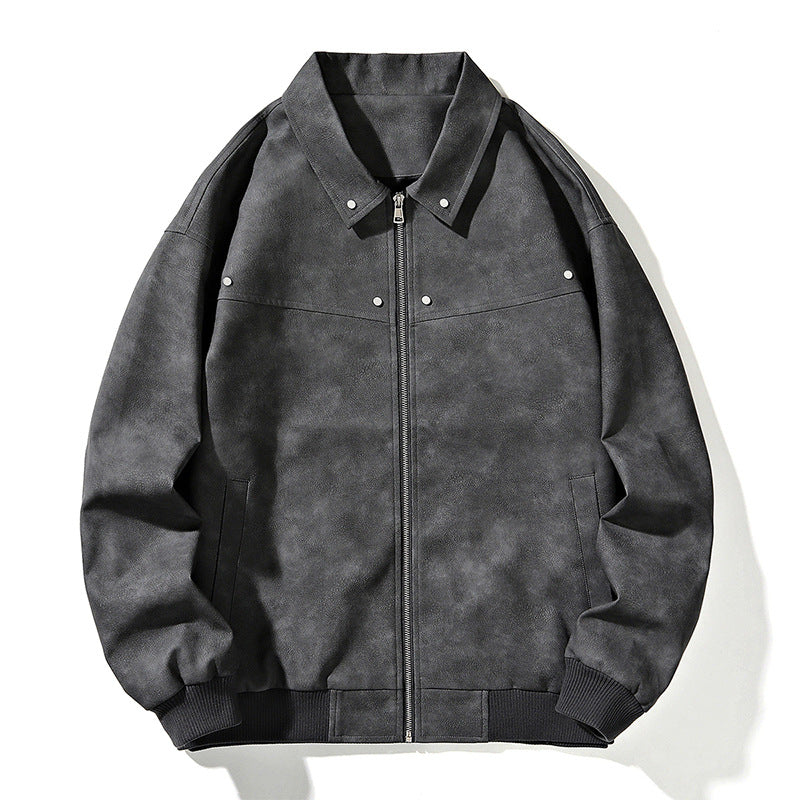 Herren Oversize-Bomberjacke in Wildlederoptik mit Reißverschluss und Rippbündchen Shop Nory
