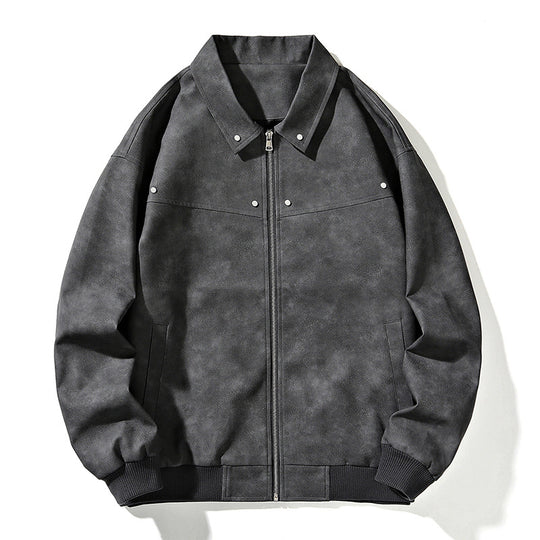 Herren Oversize-Bomberjacke in Wildlederoptik mit Reißverschluss und Rippbündchen Shop Nory