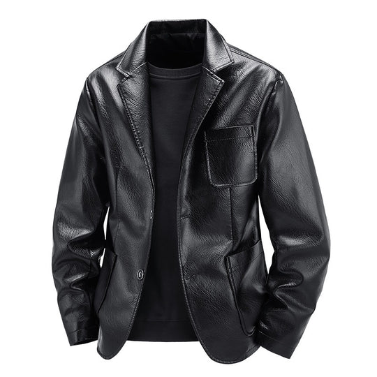 Herren Elegante Kunstlederjacke im modernen Blazer-Stil Shop Nory