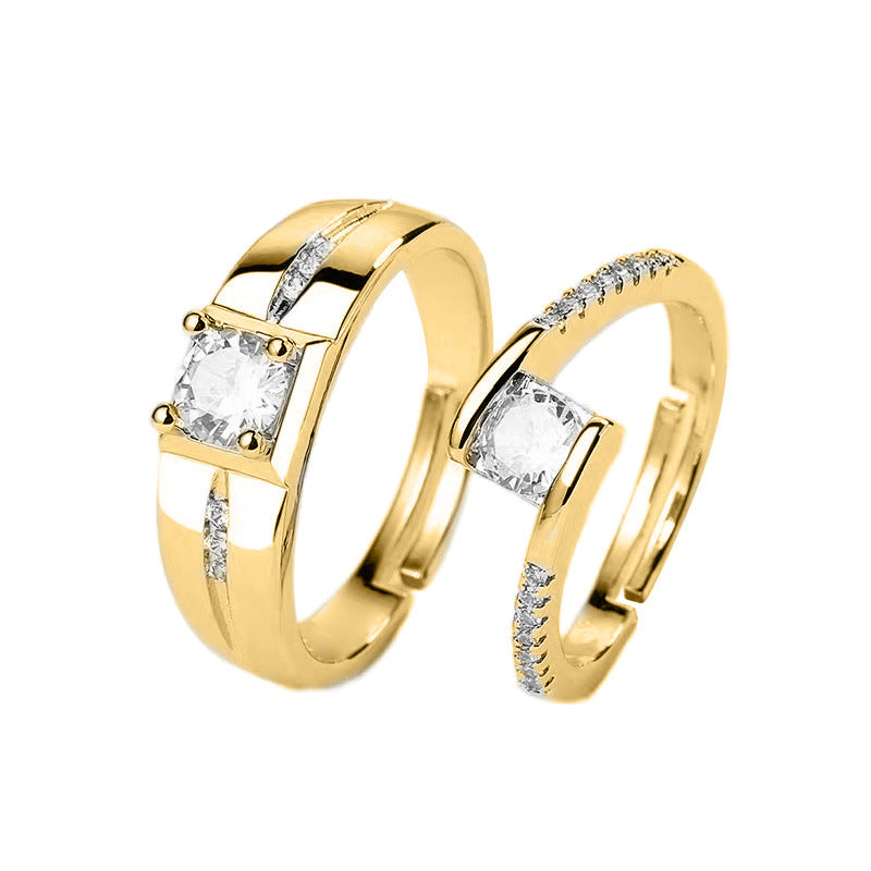 Damen Elegantes Set aus zwei Ringen mit funkelnden Zirkoniasteinen Shop Nory
