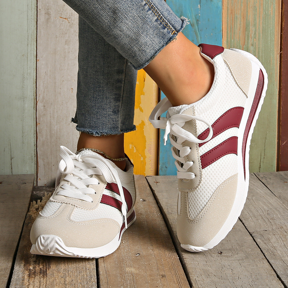 Damen Fitness Sneakers mit atmungsaktivem Mesh-Obermaterial und bequemer Dämpfung