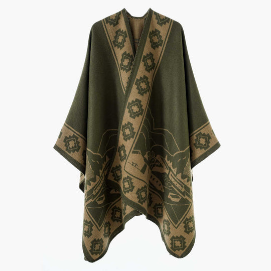 Damen Überwurf-Cape aus Jacquardstrick mit grafischem Ornamentmuster Shop Nory