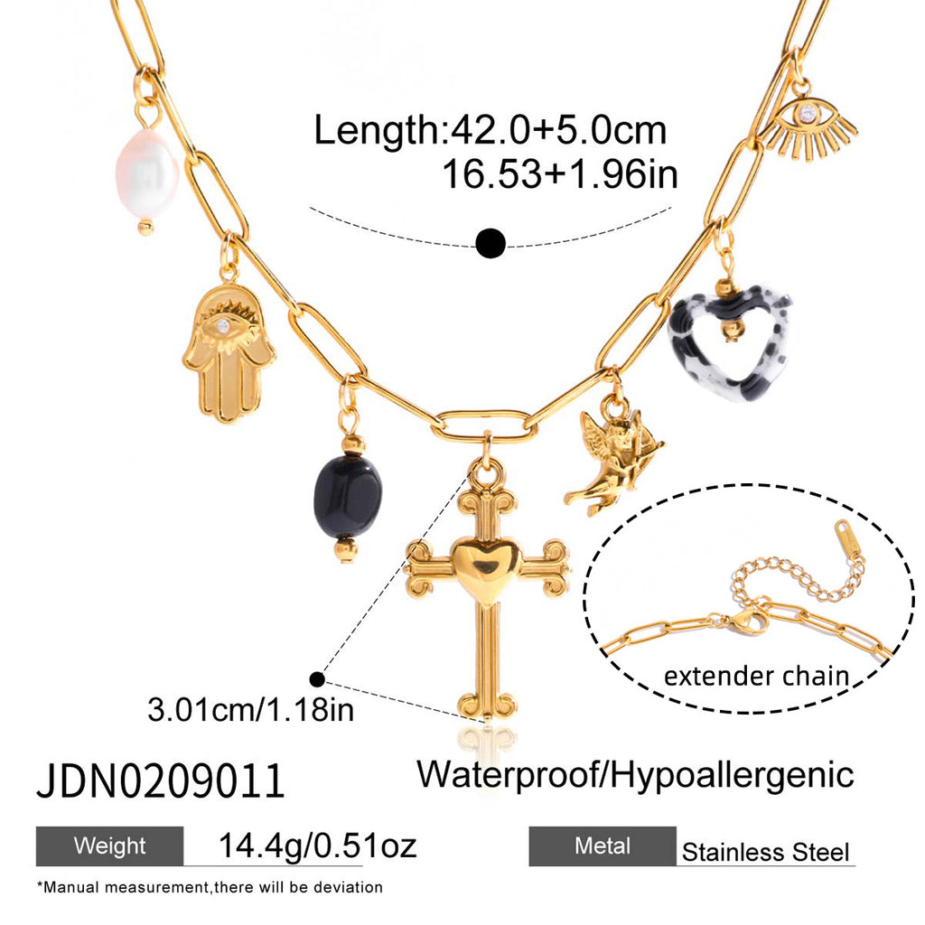 Damen Halskette mit charmanten Anhängern und verstellbarer Länge Shop Nory
