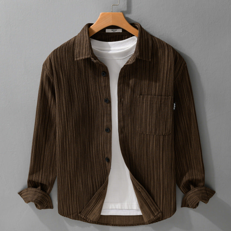 Herren Cord-Overshirt mit feiner Streifenstruktur und aufgesetzter Brusttasche Shop Nory