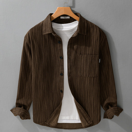 Herren Cord-Overshirt mit feiner Streifenstruktur und aufgesetzter Brusttasche Shop Nory