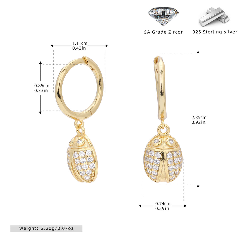 Damen Ohrhänger im stilvollen Marienkäferdesign aus hochwertigem 925 Sterling Silber und funkelnden Zirkonsteinen Shop Nory