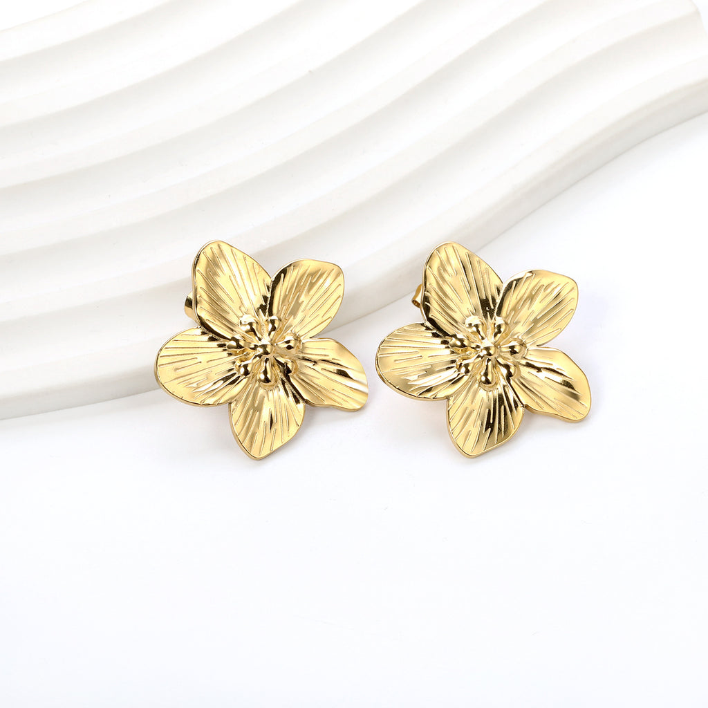 Damen Ohrstecker mit floralen Motiven aus hochwertigem Edelstahl und goldplattierter Oberfläche Shop Nory