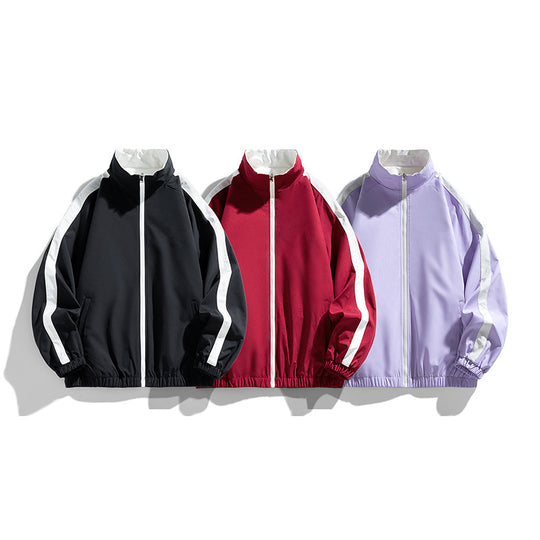 Damen Leichte Oversize-Trainingsjacke mit Stehkragen, Kontraststreifen und elastischem Saum Shop Nory