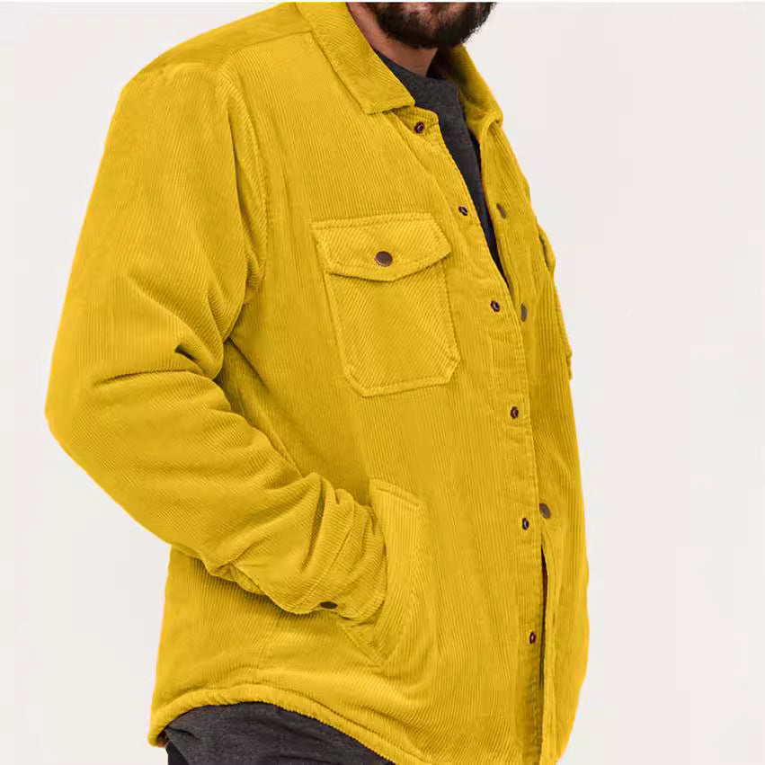 Herren Kord-Worker-Overshirt mit Druckknopfleiste, Pattentaschen und aufgesetzten Eingrifftaschen Shop Nory