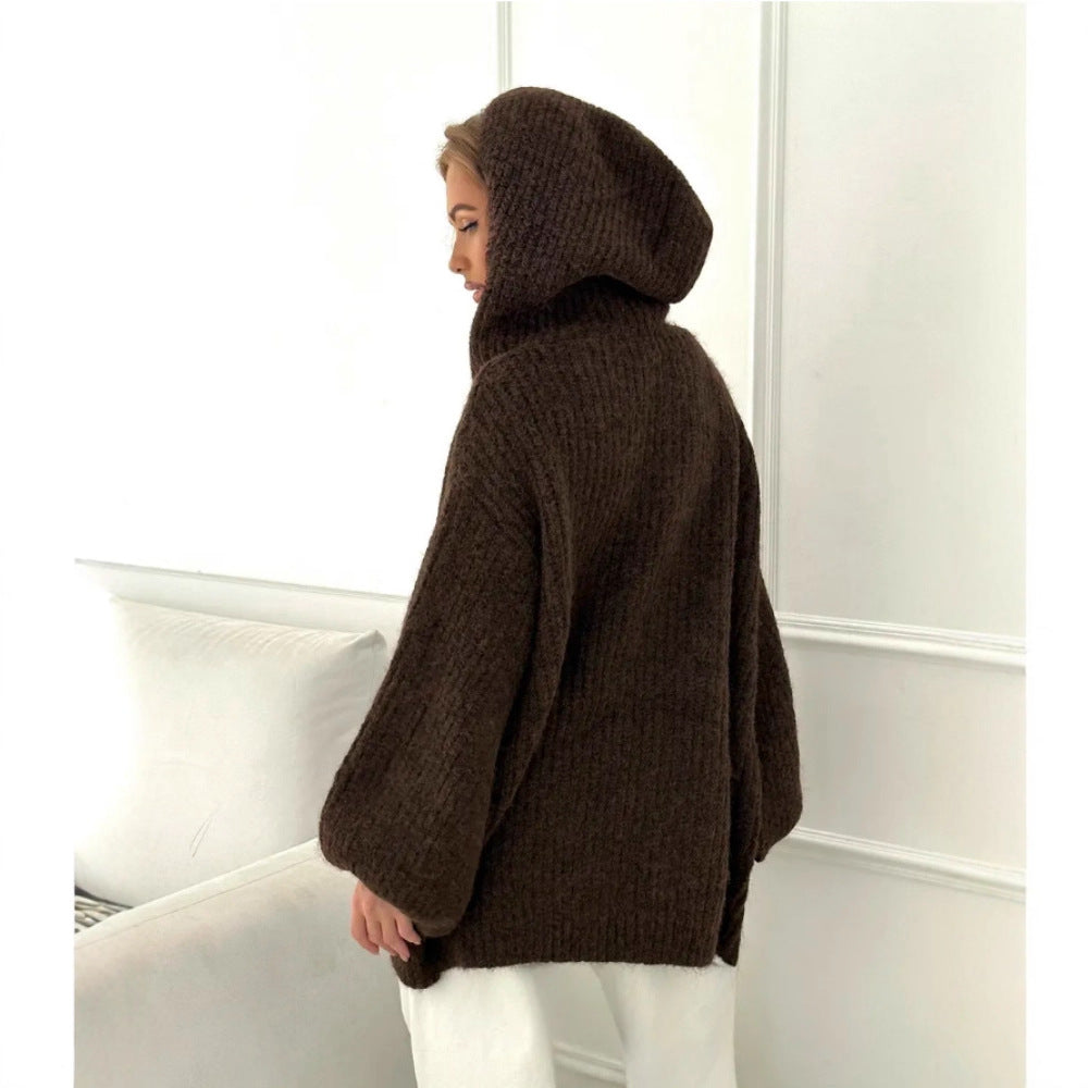 Damen Oversized Strickjacke mit Kapuze Shop Nory