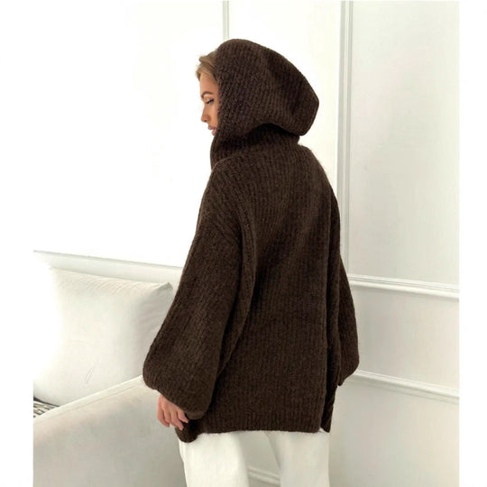 Damen Oversized Strickjacke mit Kapuze Shop Nory