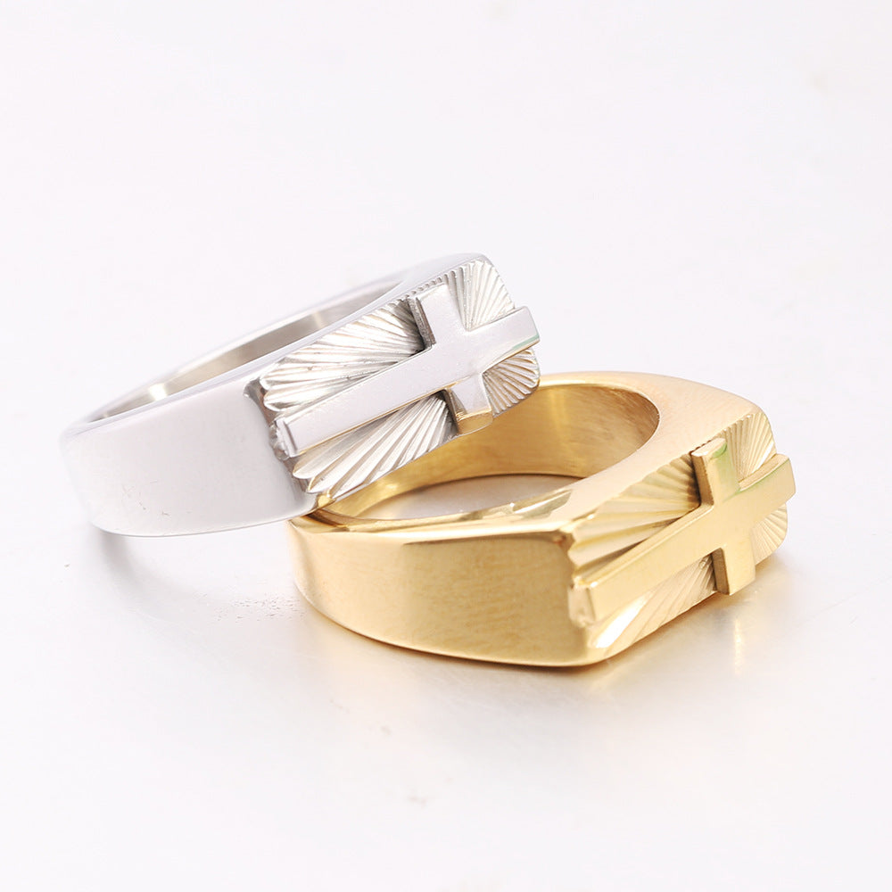 Herren Ring mit kunstvollem Kreuzdesign Shop Nory