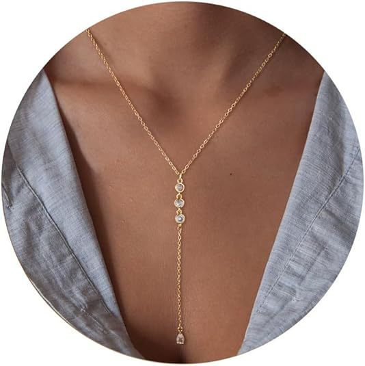 Damen Y-Halskette mit funkelnden Zirkonia-Elementen Shop Nory