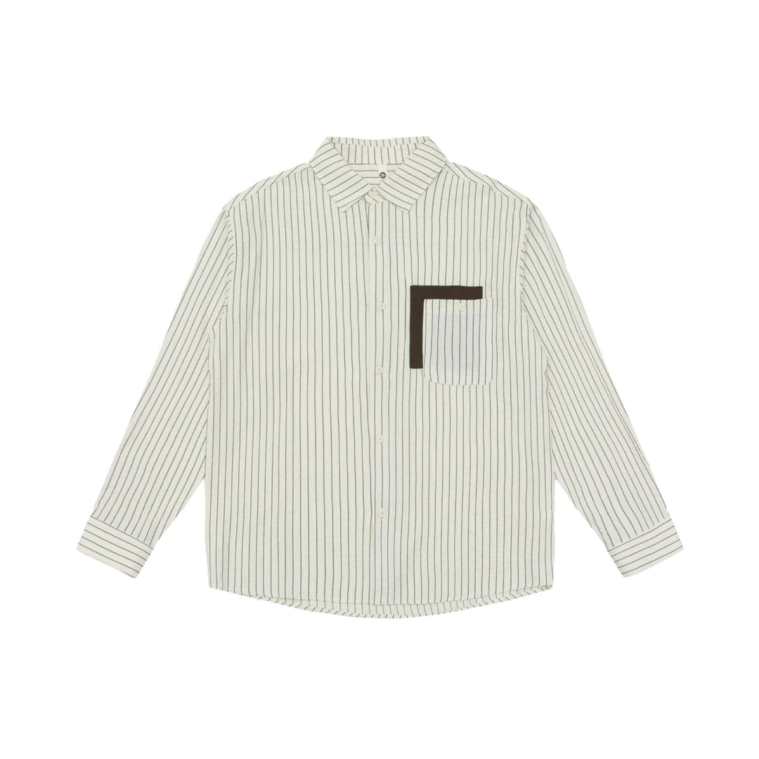 Unisex Lässiges Oversize‑Hemd mit vertikaler Nadelstreifenstruktur und kontrastierter Brusttasche Shop Nory