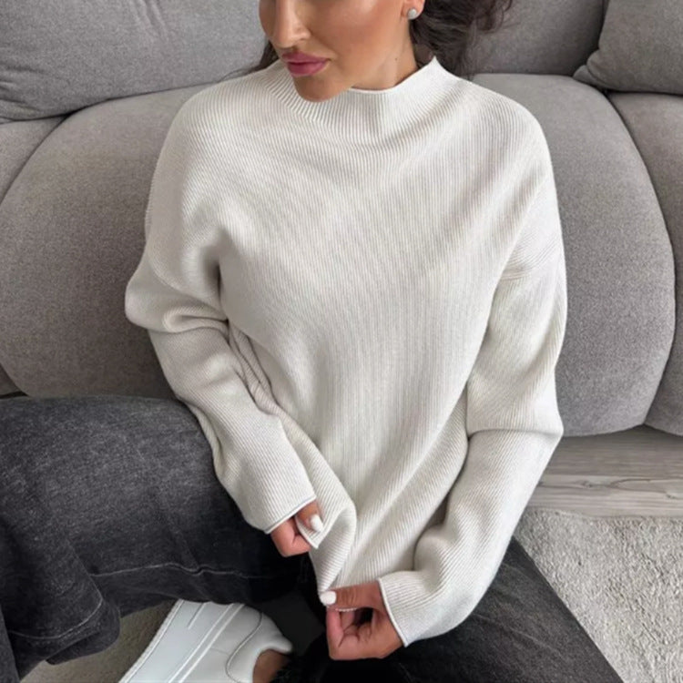 Damen Oversize-Feinstrickpullover mit Stehkragen und geriffelter Struktur Shop Nory
