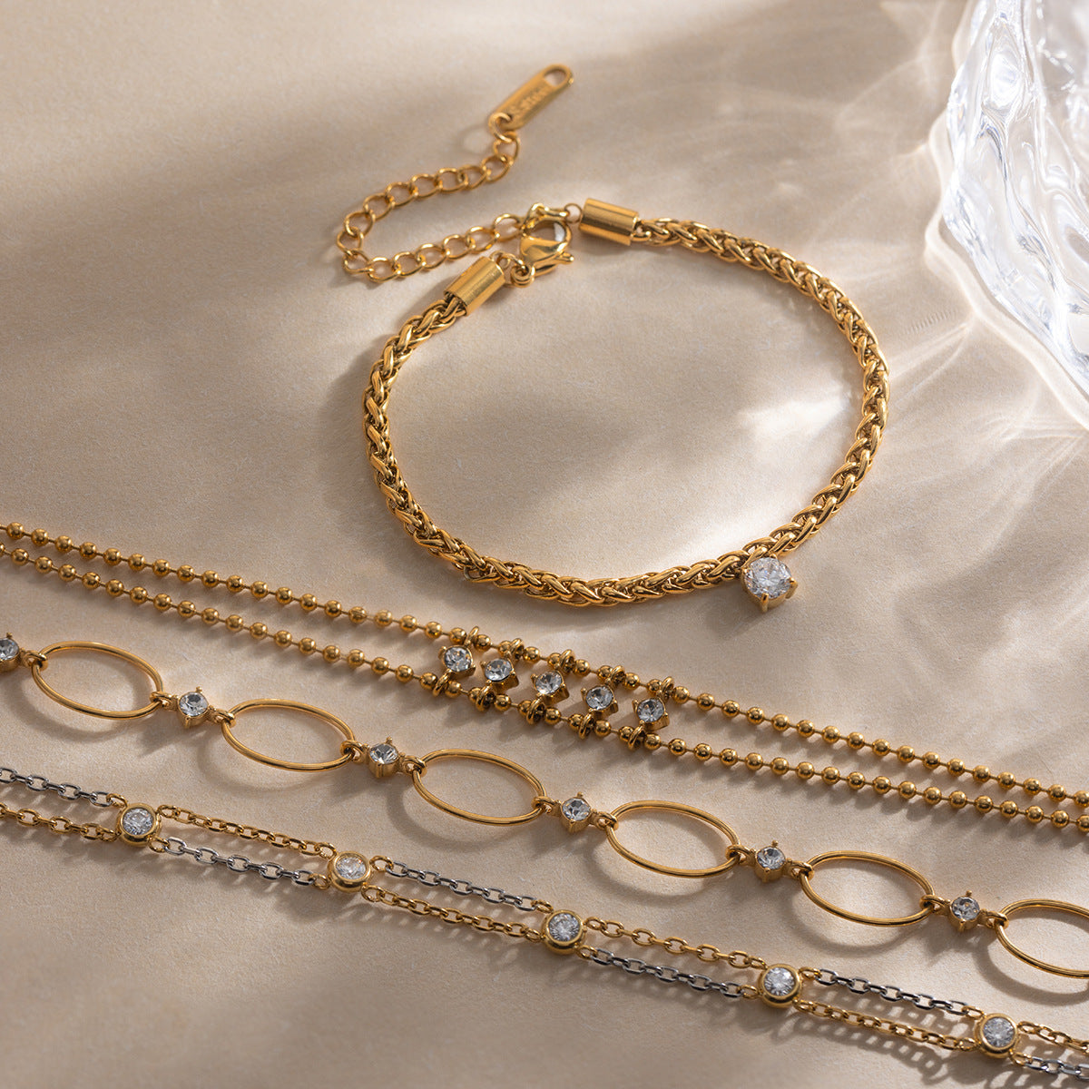Damen Edelstahl-Armband mit Glitzer-Akzenten Shop Nory