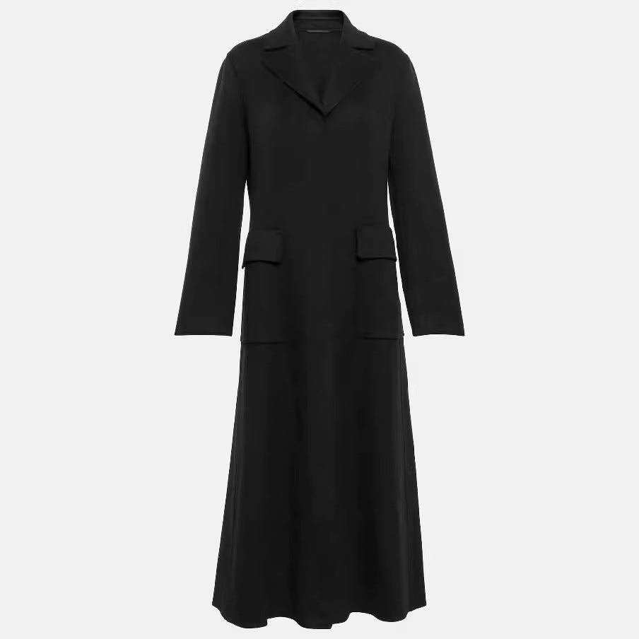 Damen Maxilanger Einreihiger Blazermantel mit cleanem Fall und Klappentaschen Shop Nory