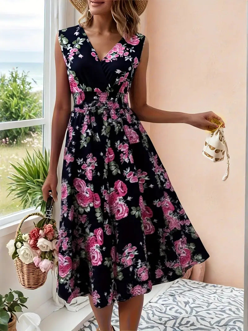 Damen Verspieltes A-Linien Kleid mit floralen Details