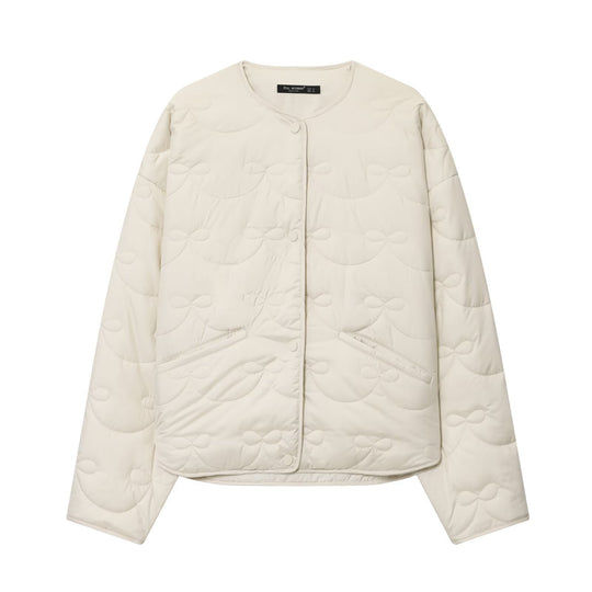Damen Steppjacke ohne Kragen mit dekorativer Schleifen‑Steppung und Druckknopfverschluss Shop Nory