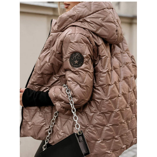 Damen nan kurze gesteppte Wattierte Steppjacke mit Hochkragen Wet-Look und Rippbündchen Shop Nory