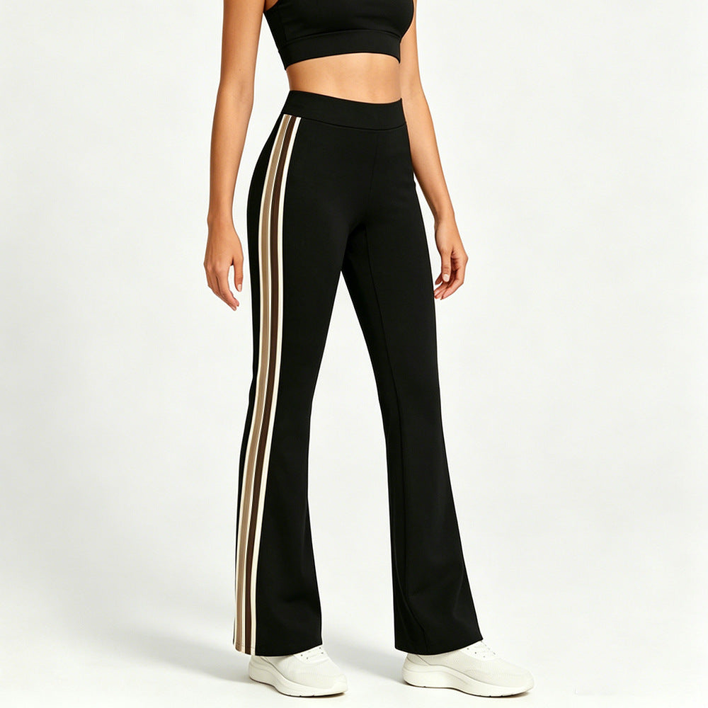 Damen Hochgeschnittene ausgestellte Sporthose mit seitlichen Kontraststreifen Shopy Nory