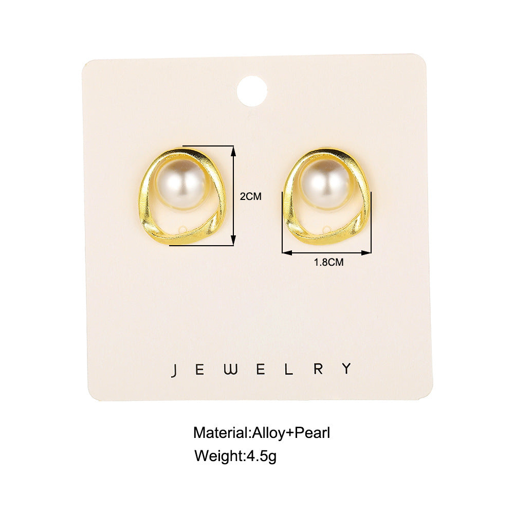 Damen Ohrringe mit elegantem Perlendesign und modernem Goldrahmen Shop Nory