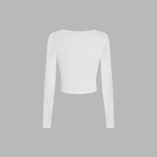 Damen gerafftes Cropped-Longsleeve mit quadratischem Ausschnitt und figurbetonter Passform Shop Nory