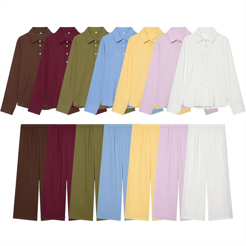 Damen Weite Palazzo-Hose mit elastischem Bund und fließendem Leinenmix Shop Nory