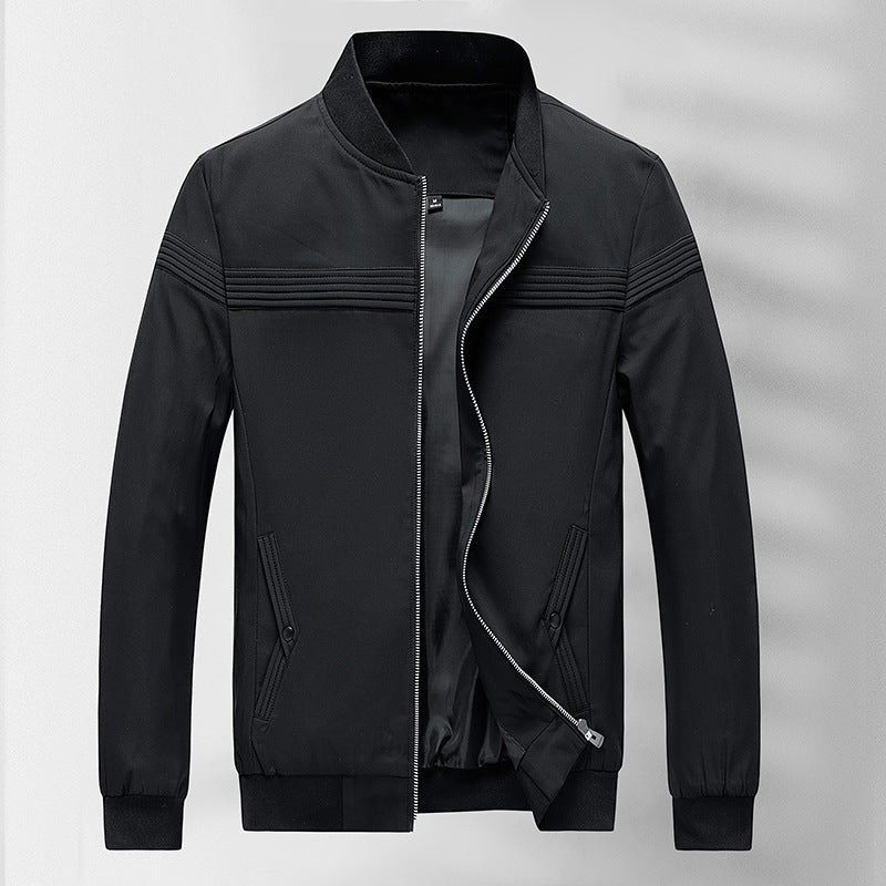 Herren schlichter Slim-Fit Zipper-Blouson mit Stehkragen, tonalen Nahtdetails und elastischen Bündchen Shop Nory