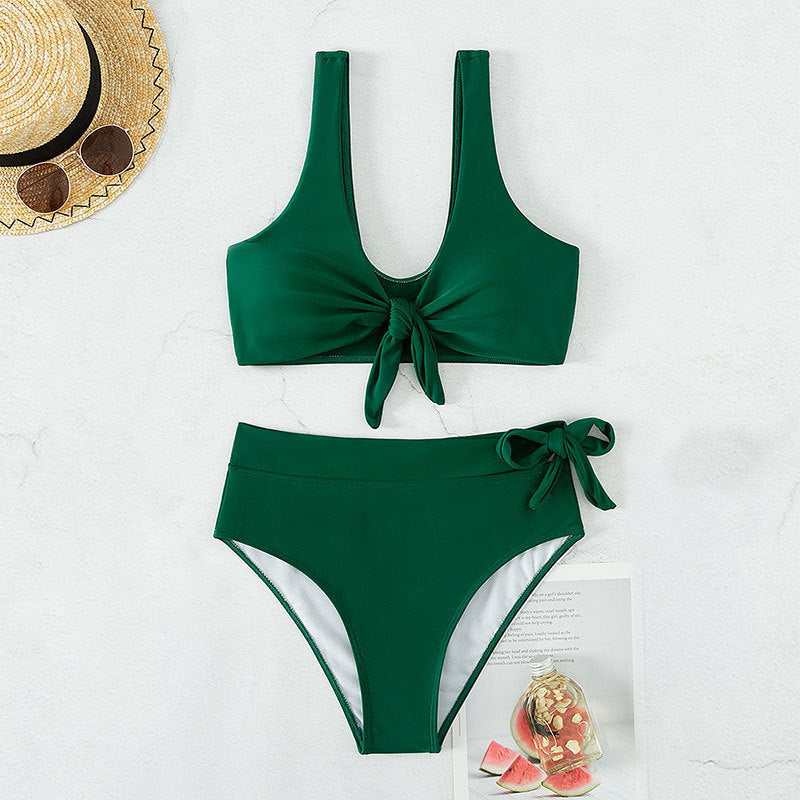 Damen Hochgeschnittener Bikini mit verstellbarem Knoten